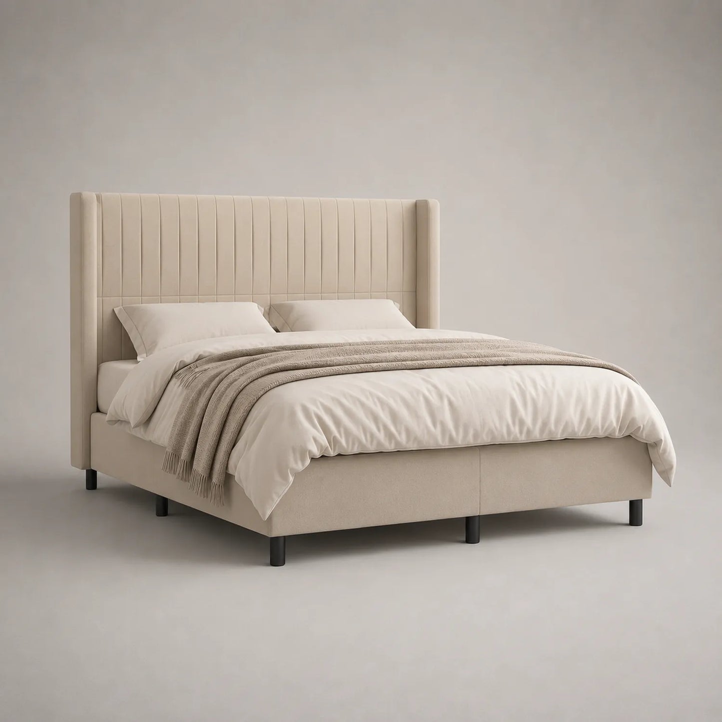 Polsterbett 180x200 cm Beige Textil