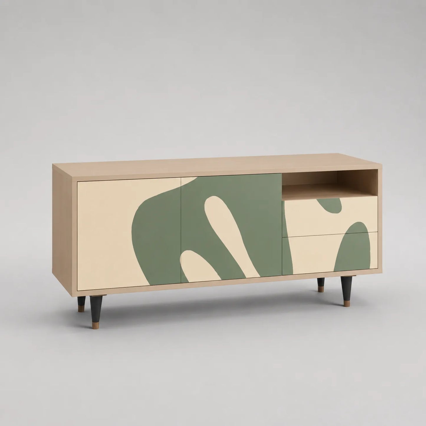 Holz TV-Schrank mit grünem Muster, 120x40x50cm