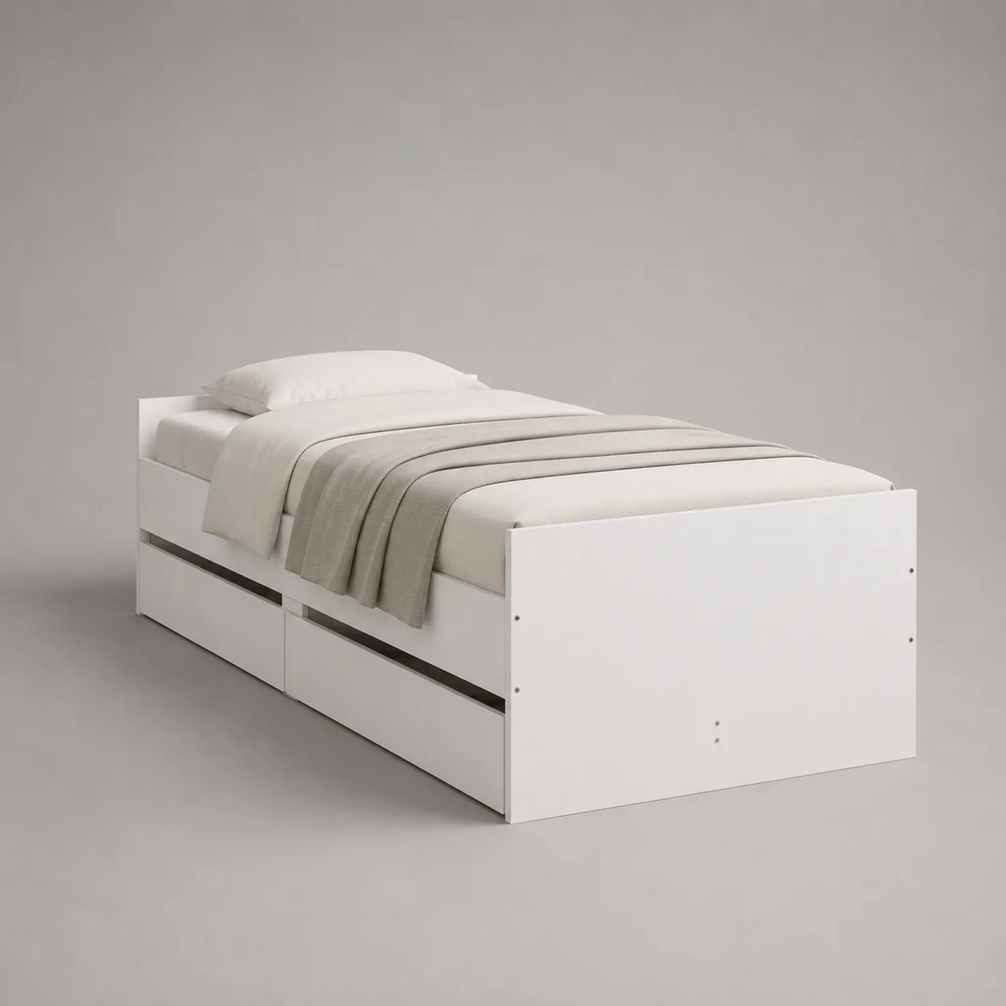 Einzelbett mit Schubladen Holz Weiß 200x90 cm