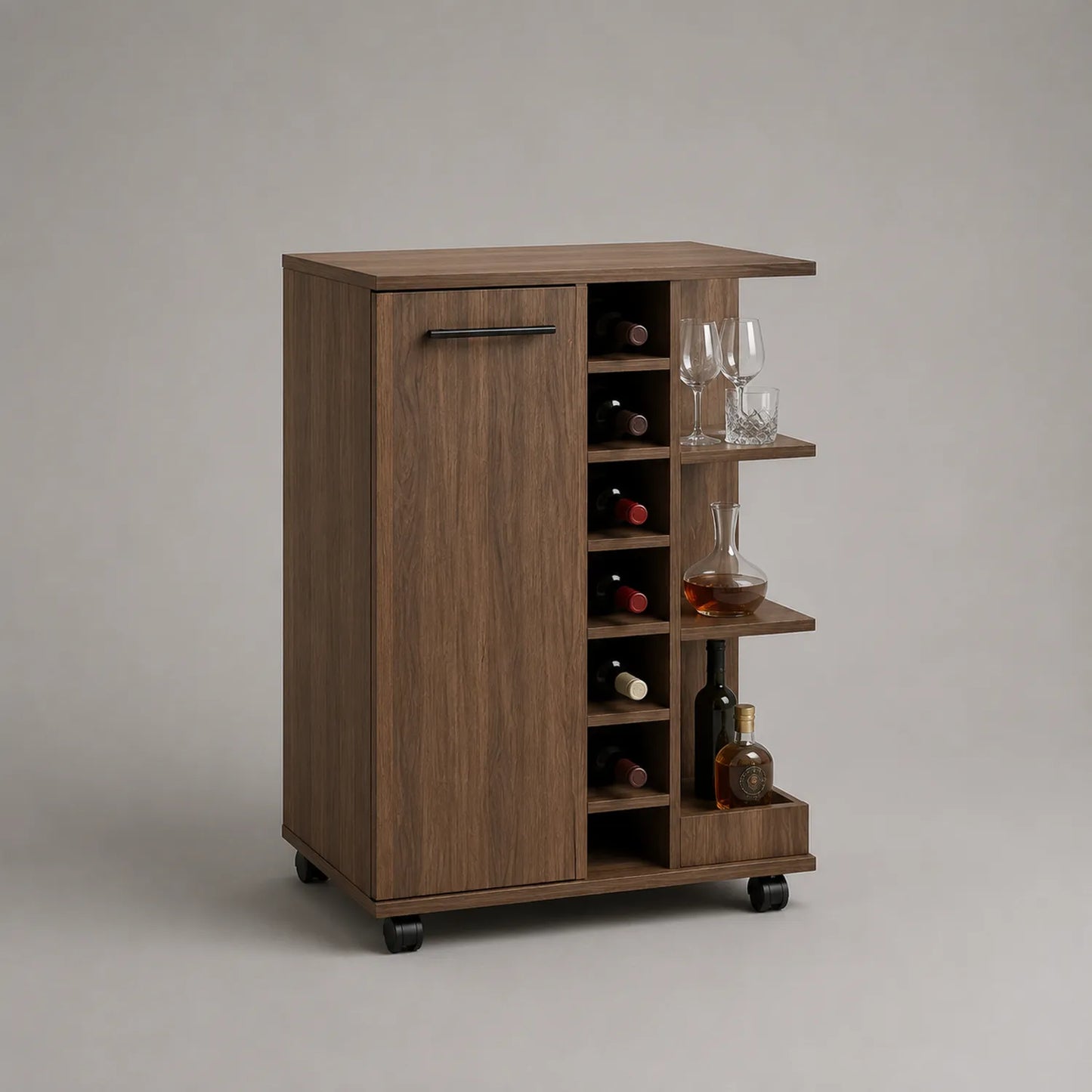 Barschrank mit Rollen aus Holz 85cm Hoch