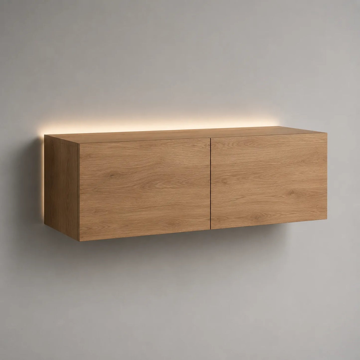 Wandhängendes TV-Möbel aus Holz mit LED-Beleuchtung