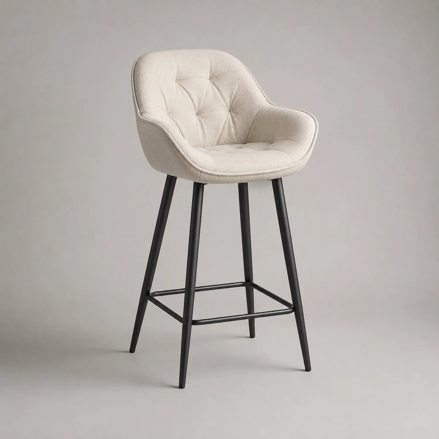 Barhocker mit Armlehnen Stoff Beige Metallbeine