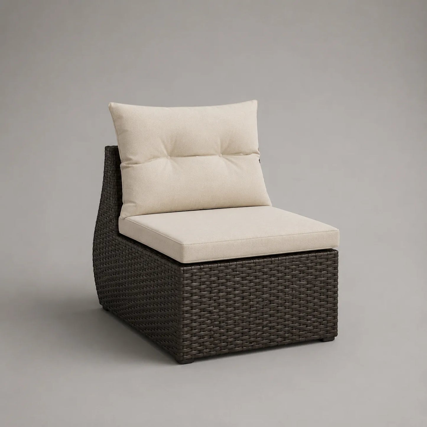 Rattan Outdoor-Sofa mit Polyesterkissen Braun/Beige