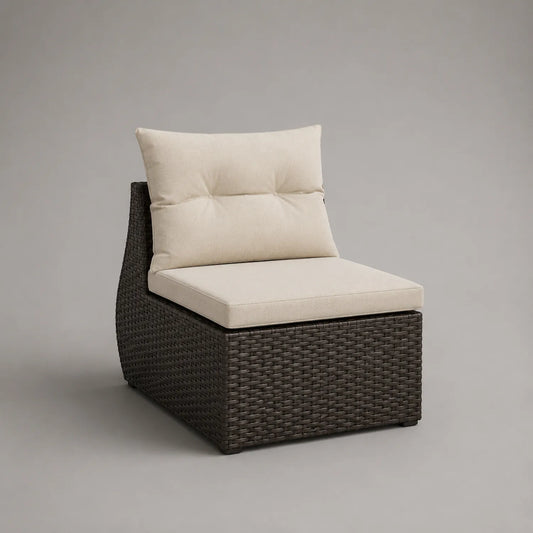 Rattan Outdoor-Sofa mit Polyesterkissen Braun/Beige