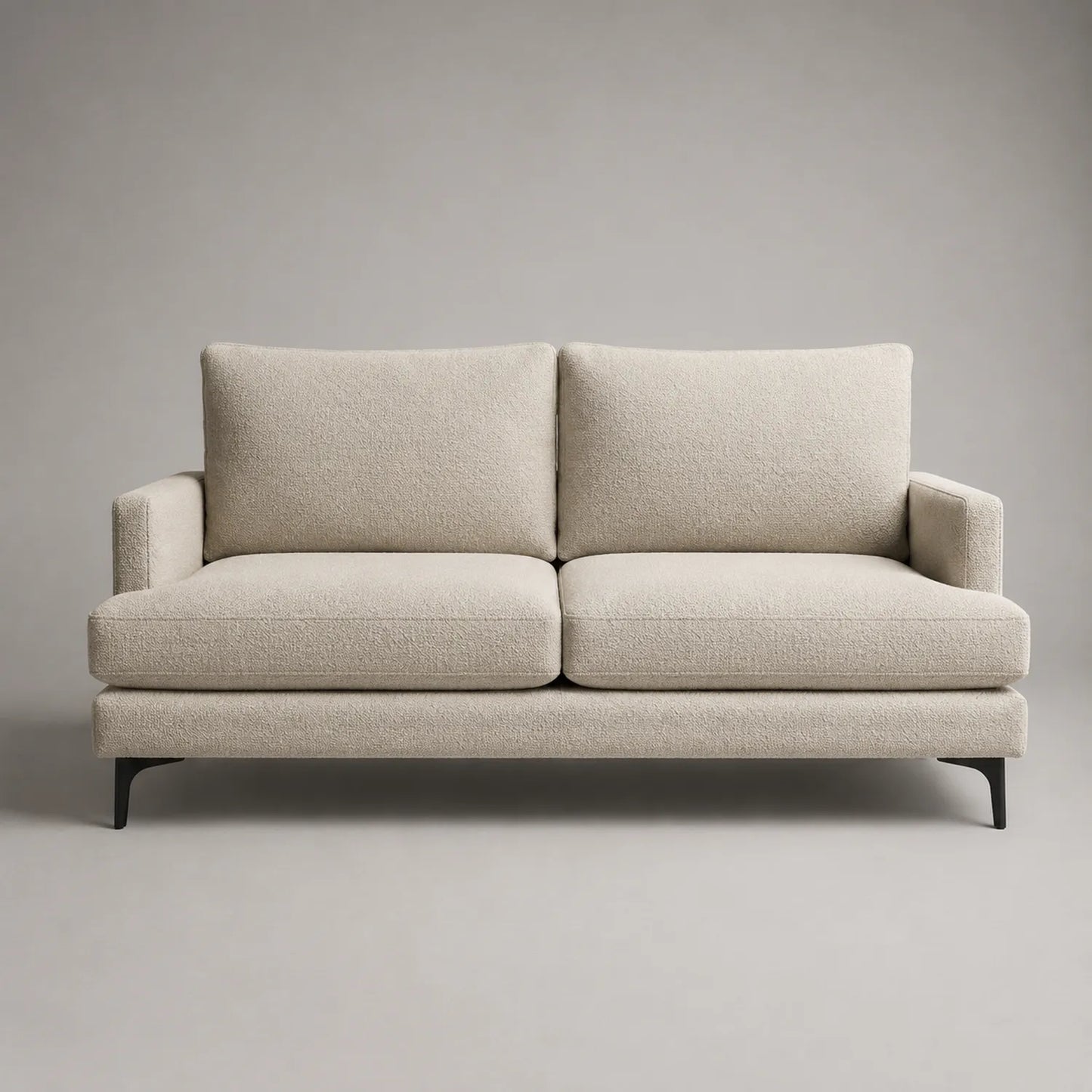 Zweisitzersofa Wollstoff Beige Metallbeine