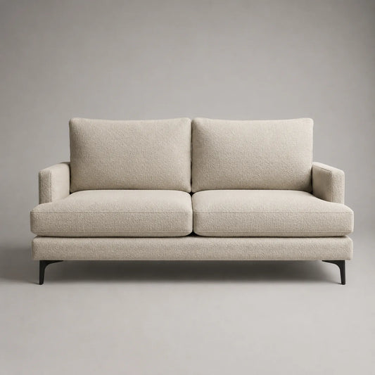 Zweisitzersofa Wollstoff Beige Metallbeine