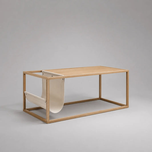Holztisch Eiche mit Canvas-Ablage 120x60x45 cm