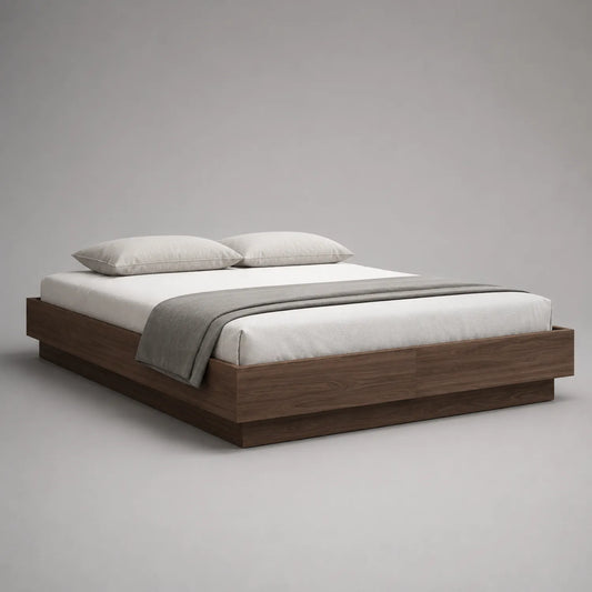 Holzbett mit Matratze und Kissen 200x180 cm Dunkelbraun