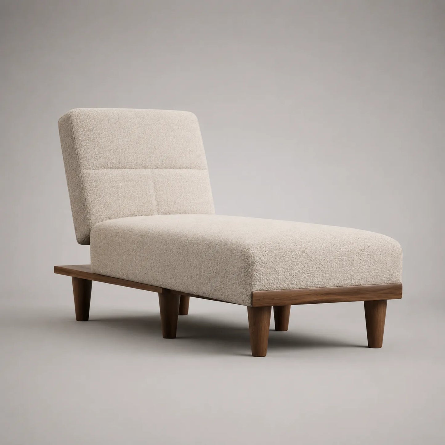 Chaiselongue Stoff Beige mit Walnussholz
