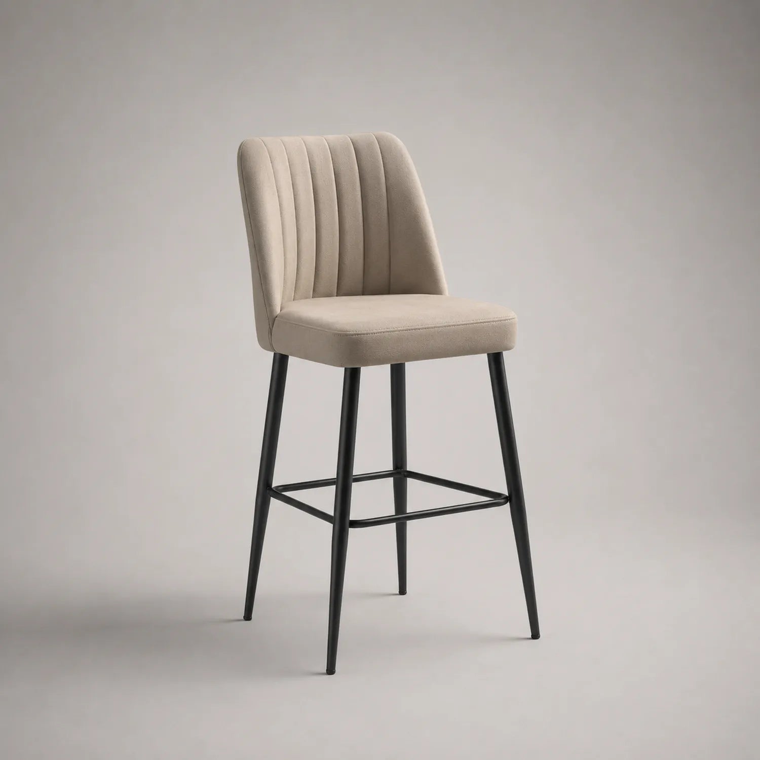 Barhocker aus Samt und Metall Beige