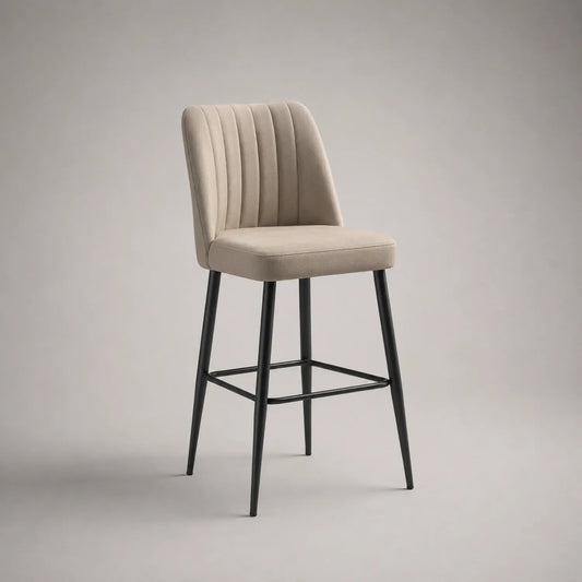 Barhocker aus Samt und Metall Beige
