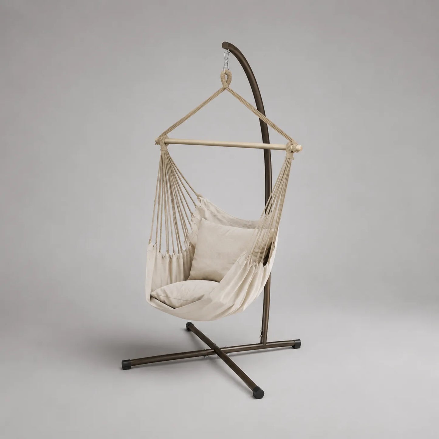 Hängesessel mit Gestell Metall und Baumwolle Beige