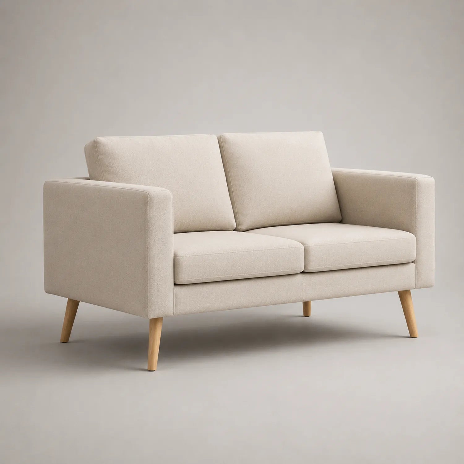 2-Sitzer Sofa aus Stoff mit Eichebeinen Beige