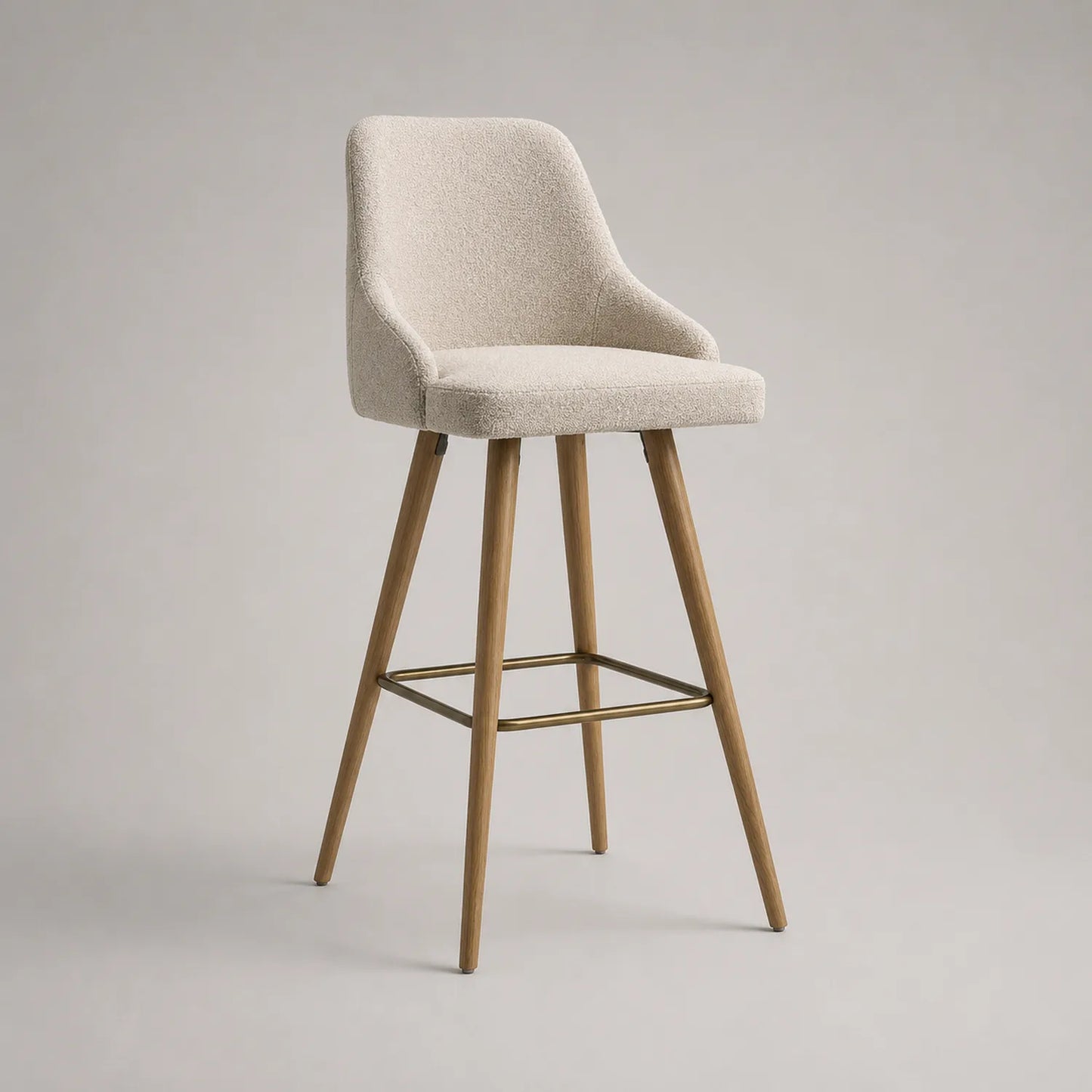 Barhocker Stoff Beige Eiche