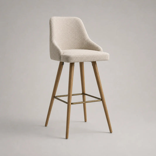Barhocker Stoff Beige Eiche