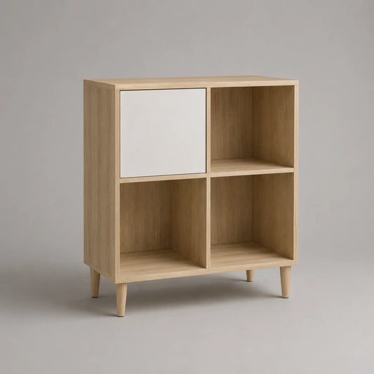 Holzregal mit MDF-Tür 80x35x100 cm Natur/Weiß