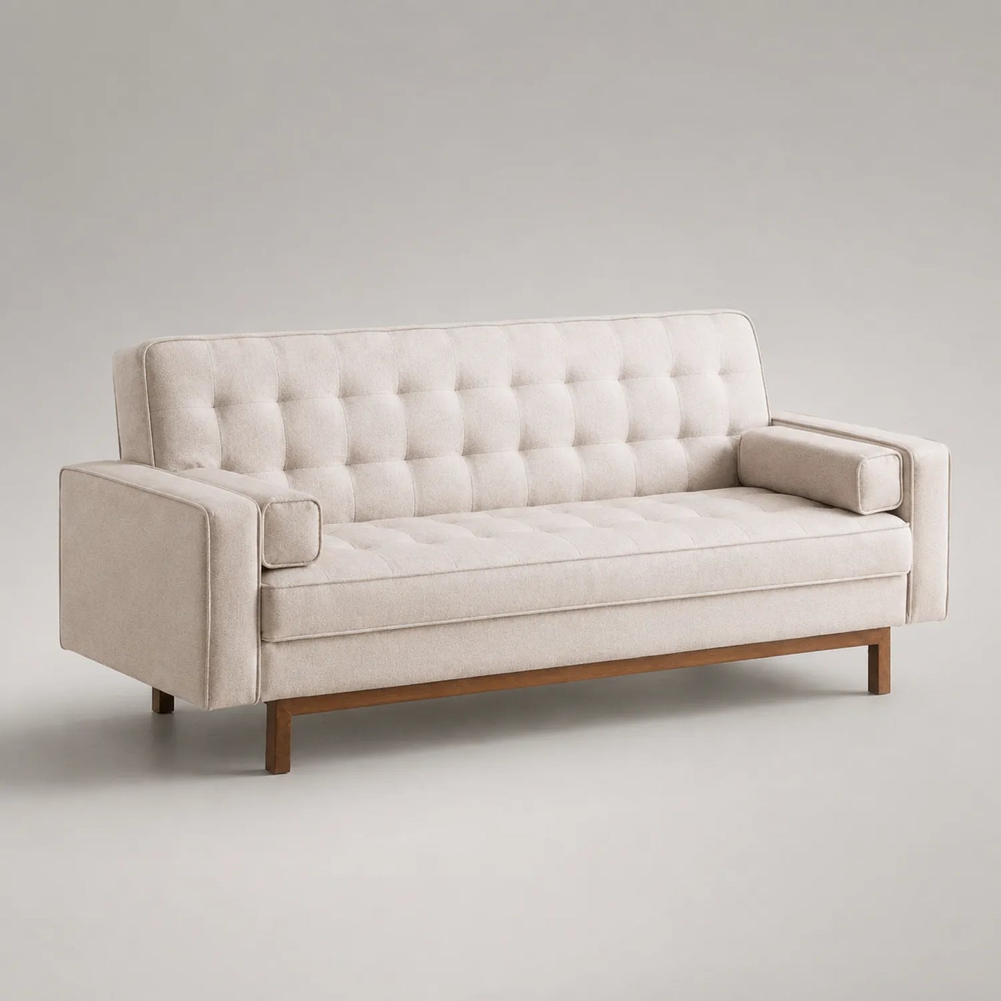 3-Sitzer Sofa Stoff Beige mit Holzbeinen
