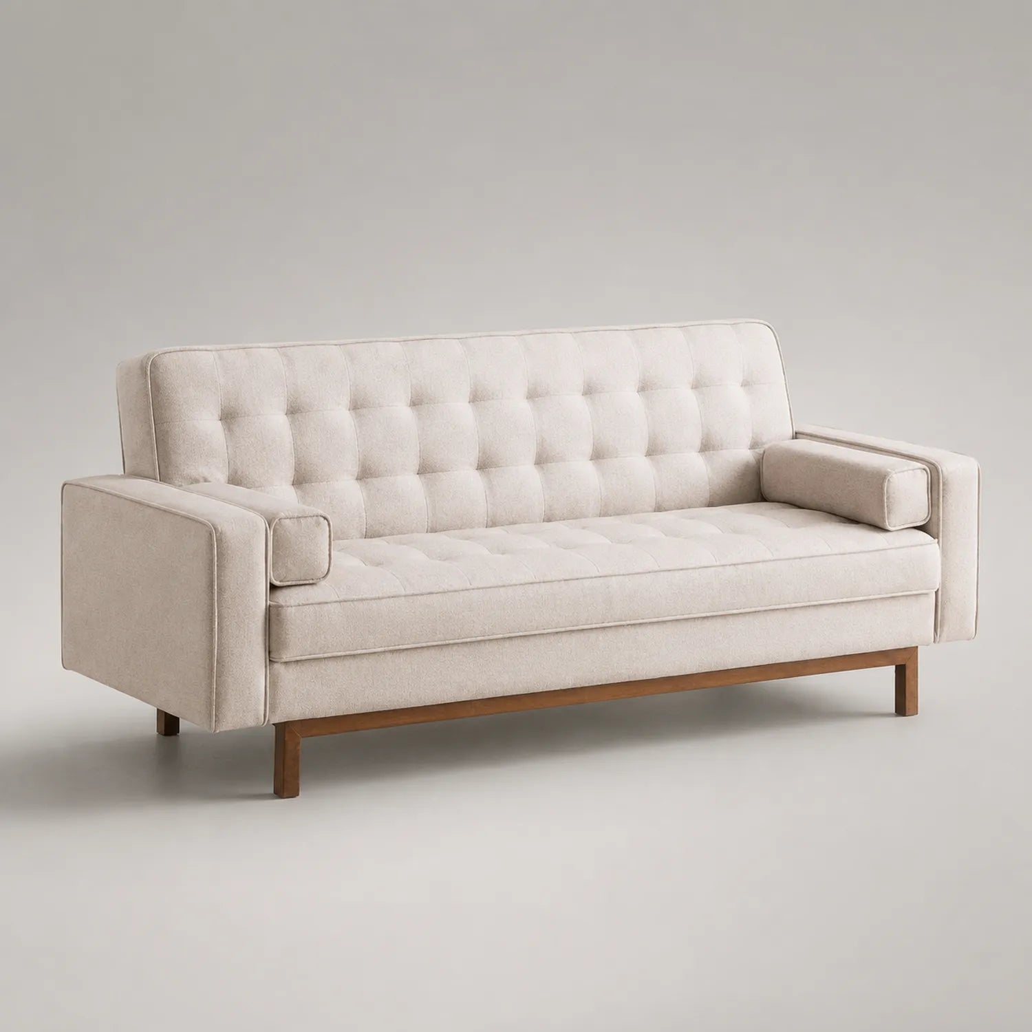 3-Sitzer Sofa Stoff Beige mit Holzbeinen