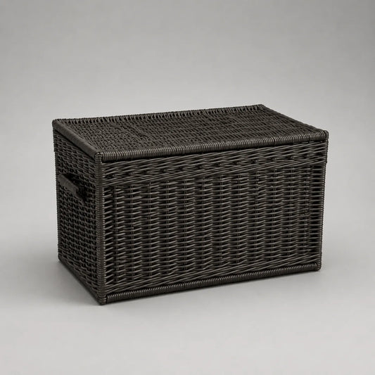 Aufbewahrungsbox aus Kunststoff-Rattan 60x40x40 cm Dunkelbraun