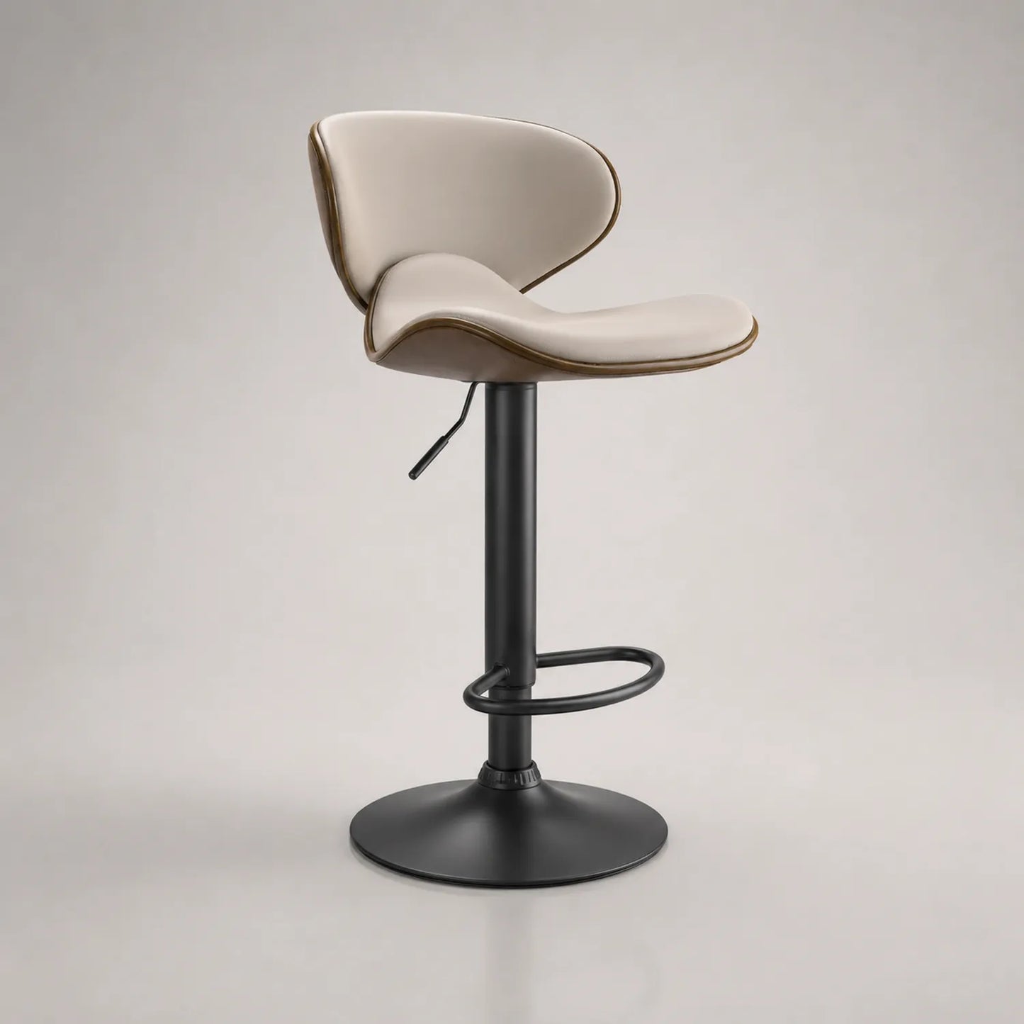 Barhocker mit Stahlgestell und Kunstledersitz Beige/Schwarz