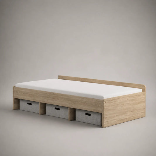 Holzbett mit Stauraum 90x200 cm