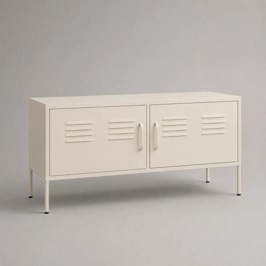 Metall TV-Schrank mit zwei Türen Creme 120x40x50 cm