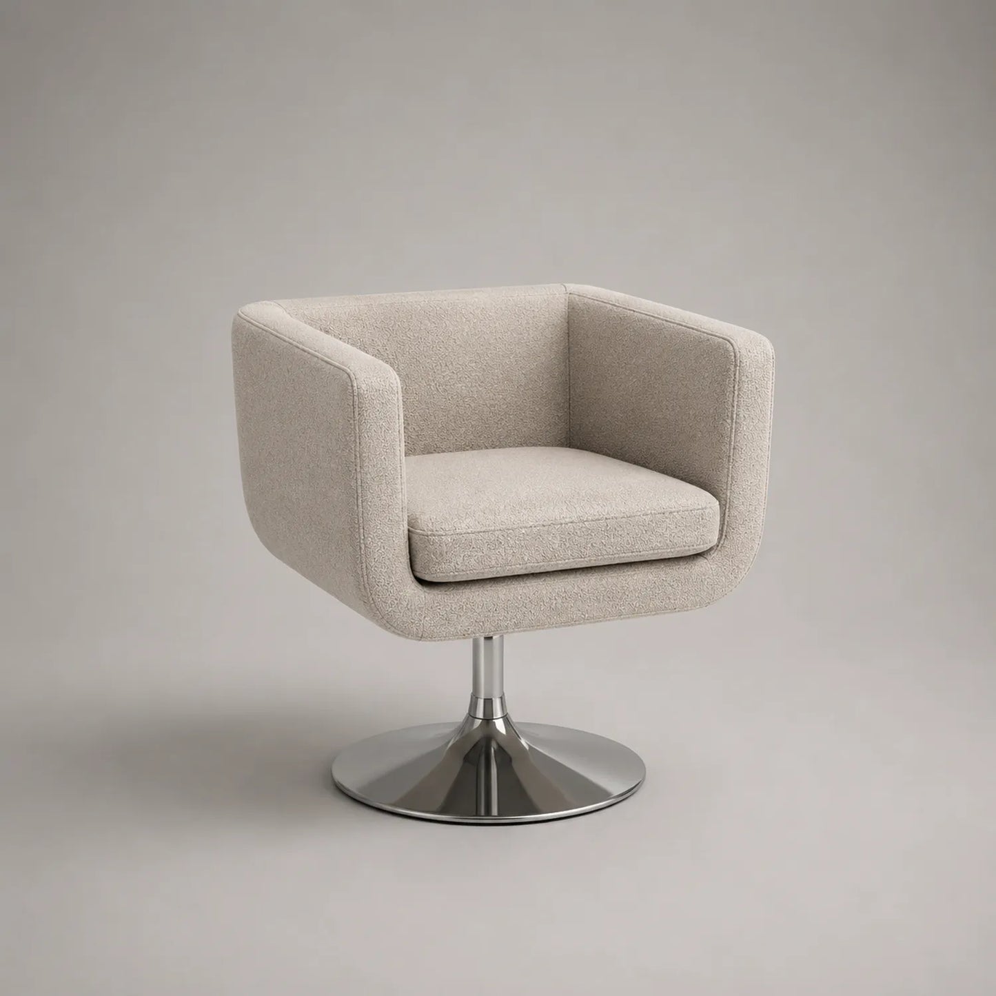 Drehbarer Polstersessel mit Metallfuß in Beige
