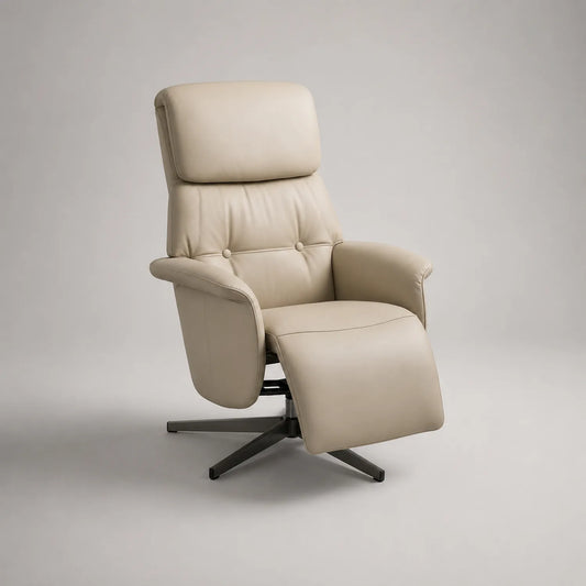 Leder Relaxsessel mit Stahlrahmen Beige 105cm