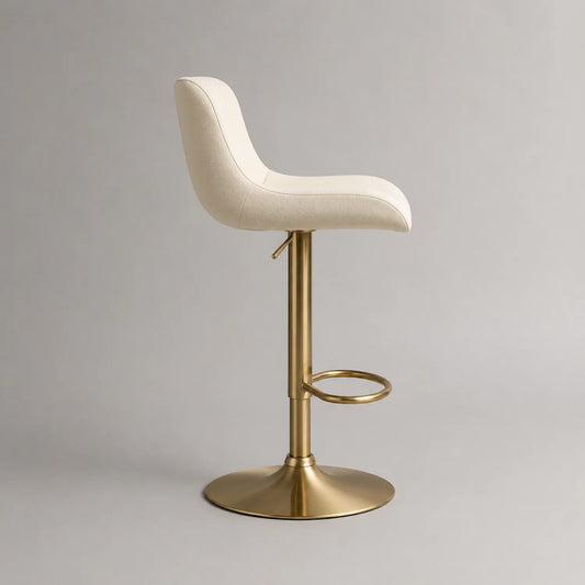 Höhenverstellbarer Barhocker Beige Polyester Metall