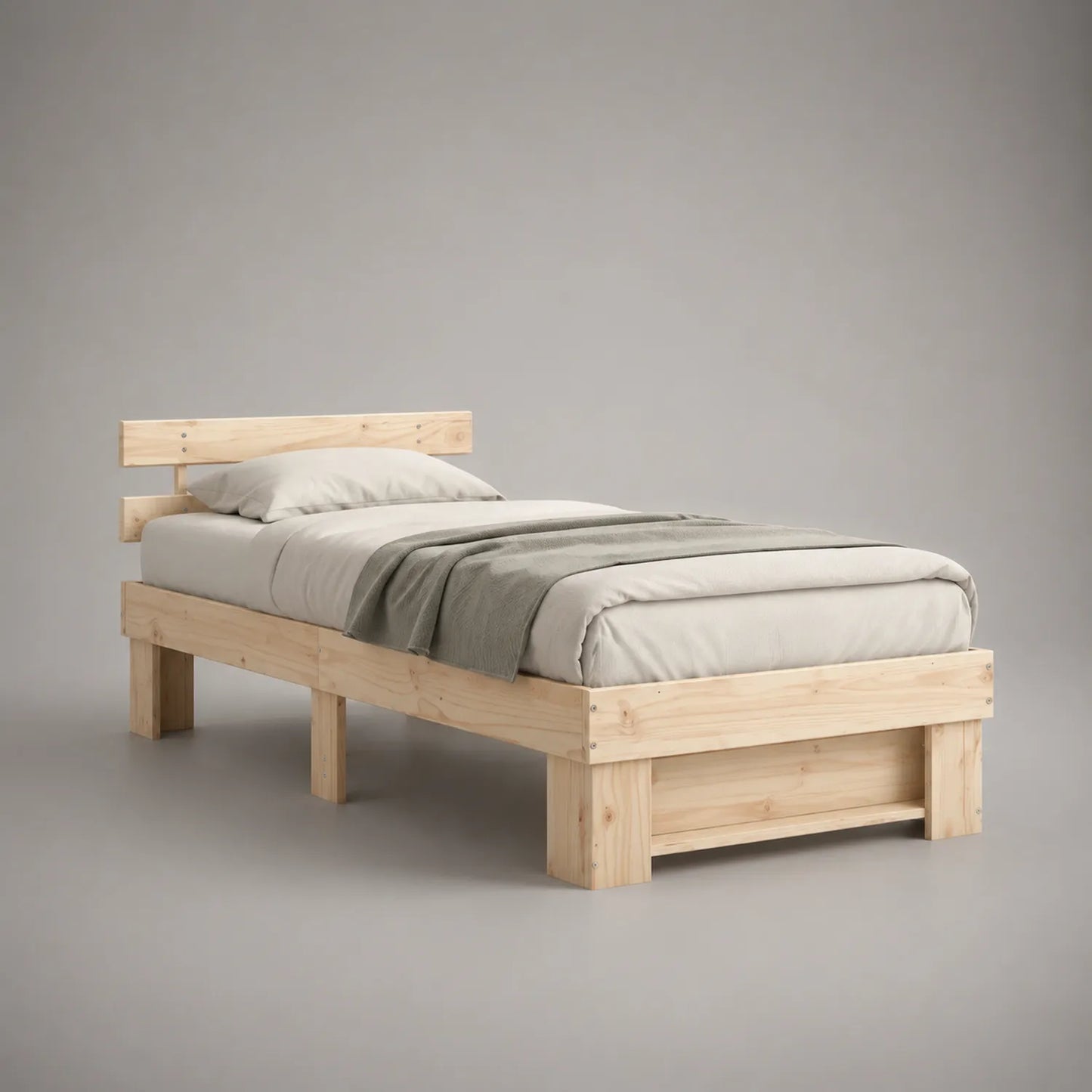 Einzelbett aus Kiefernholz 200x90cm Natur