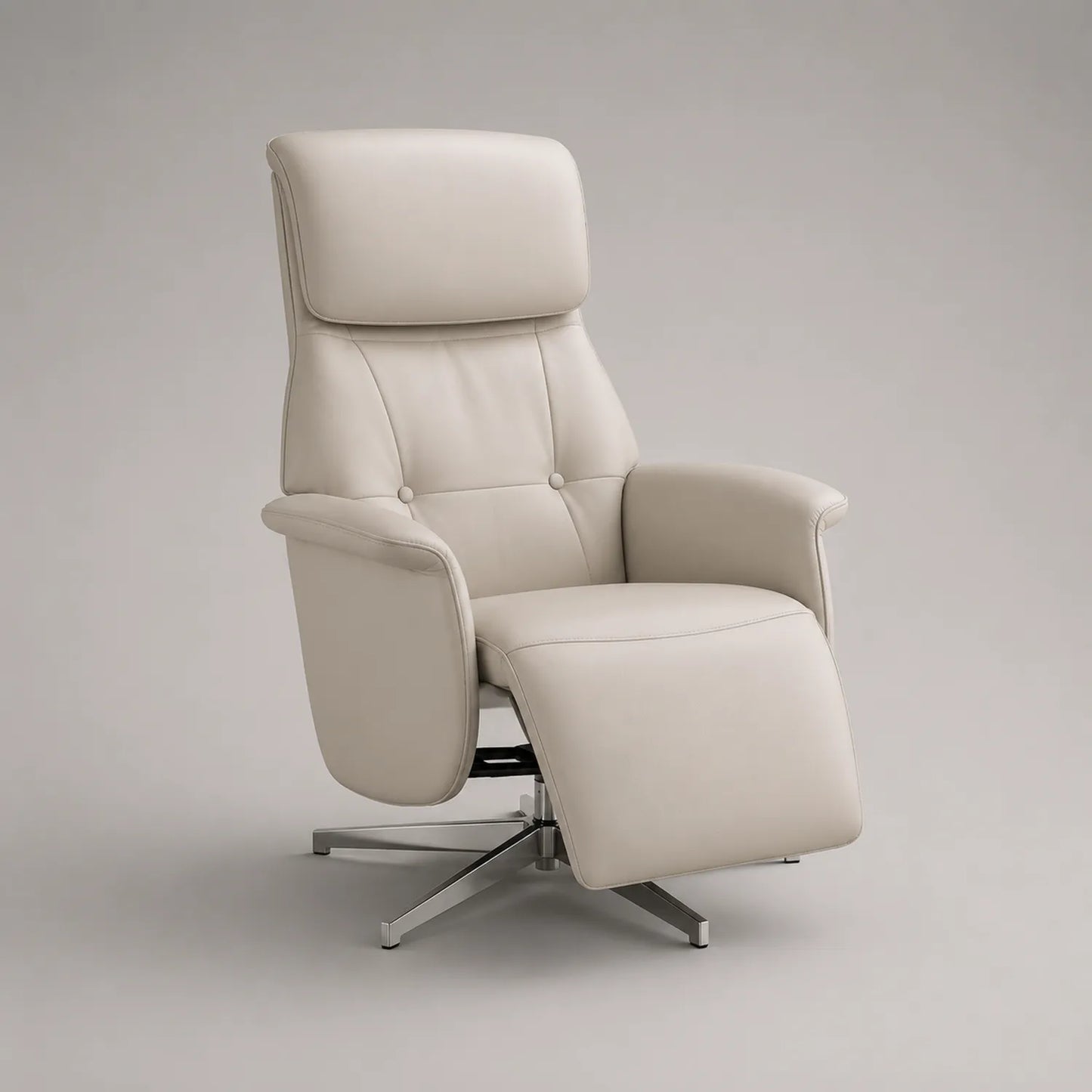 Leder Relaxsessel Beige mit Edelstahlrahmen