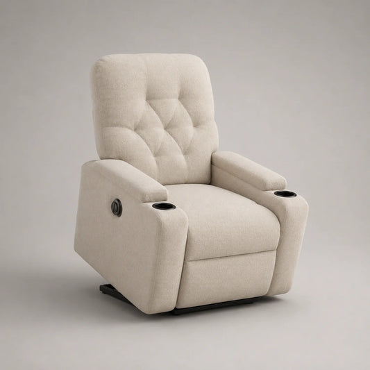 Beiger Stoff-Relaxsessel mit Liegefunktion