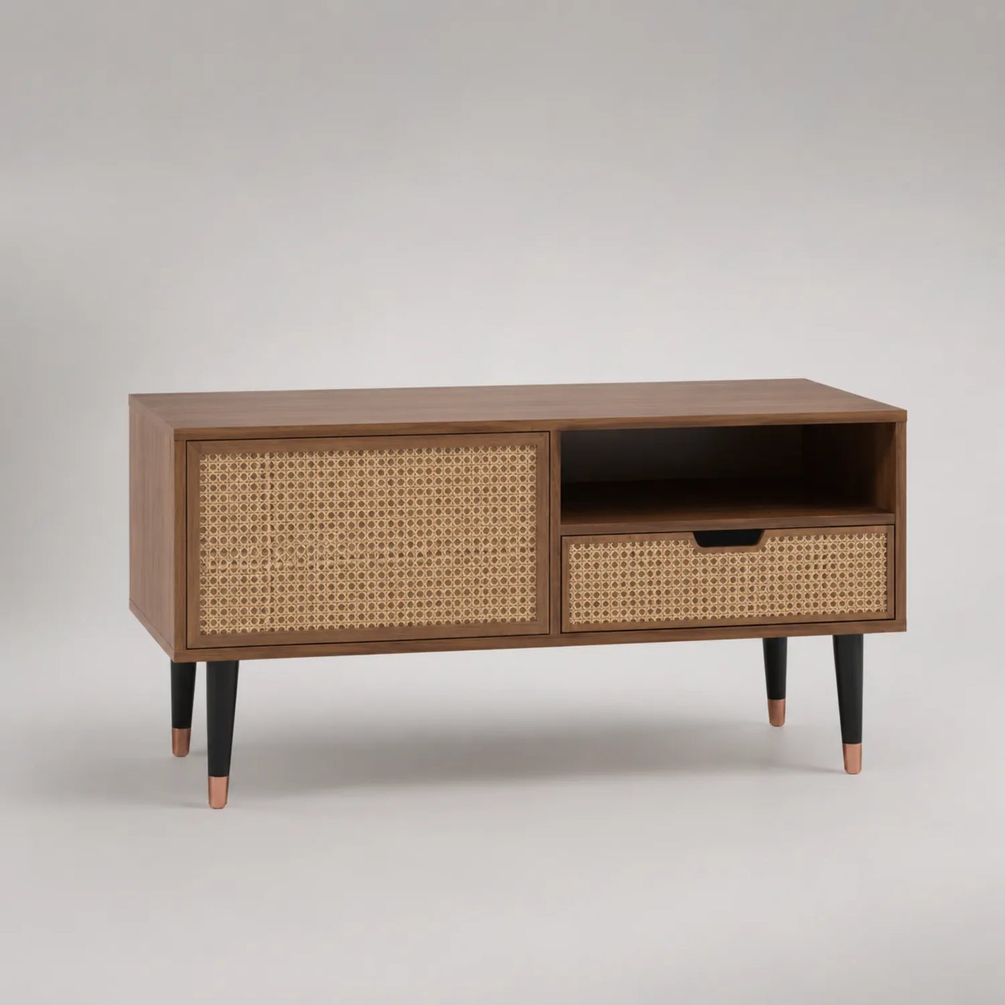 TV-Schrank aus MDF und Rattan 120x40x50cm