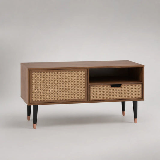 TV-Schrank aus MDF und Rattan 120x40x50cm