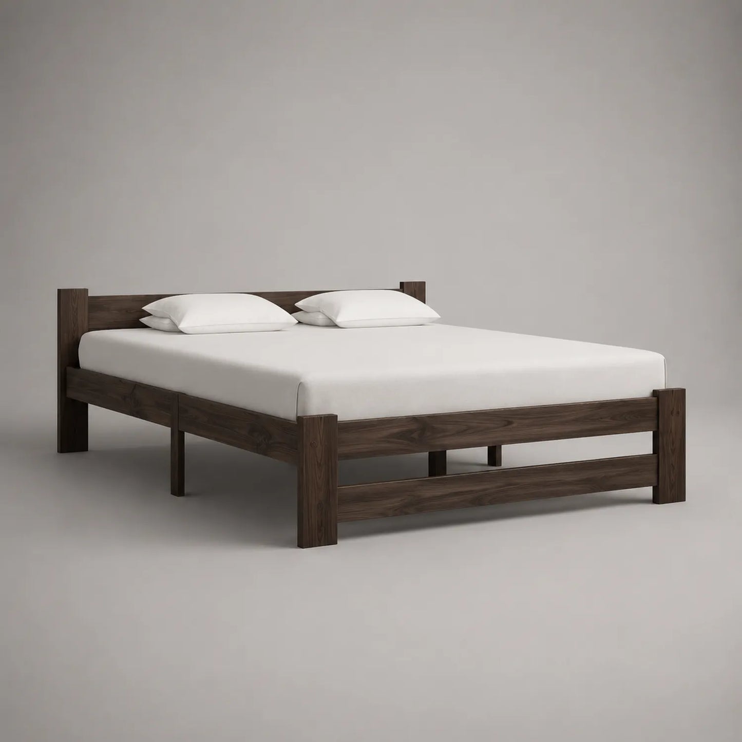 Holz-Doppelbett Walnuss 200x180cm mit Matratze und Kissen