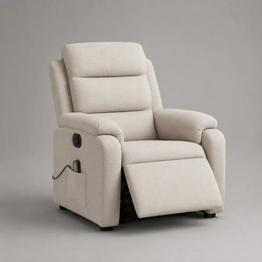Recliner Sessel Stoff Polyester Beige 80cm x 90cm x 100cm