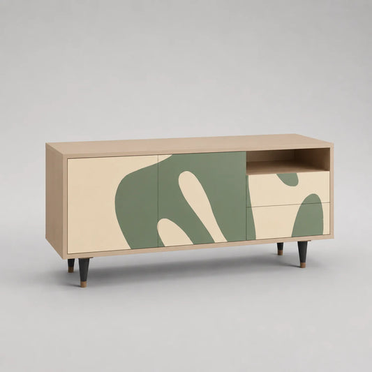 Holz TV-Schrank mit grünem Muster, 120x40x50cm