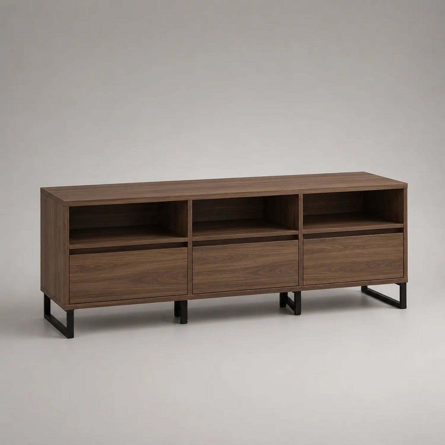 TV-Schrank Holz mit MDF-Furnier und Metallbeinen 180x45x60cm