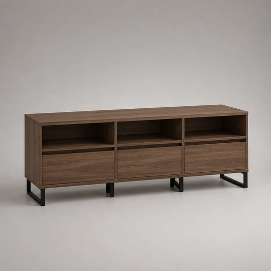 TV-Schrank Holz mit MDF-Furnier und Metallbeinen 180x45x60cm