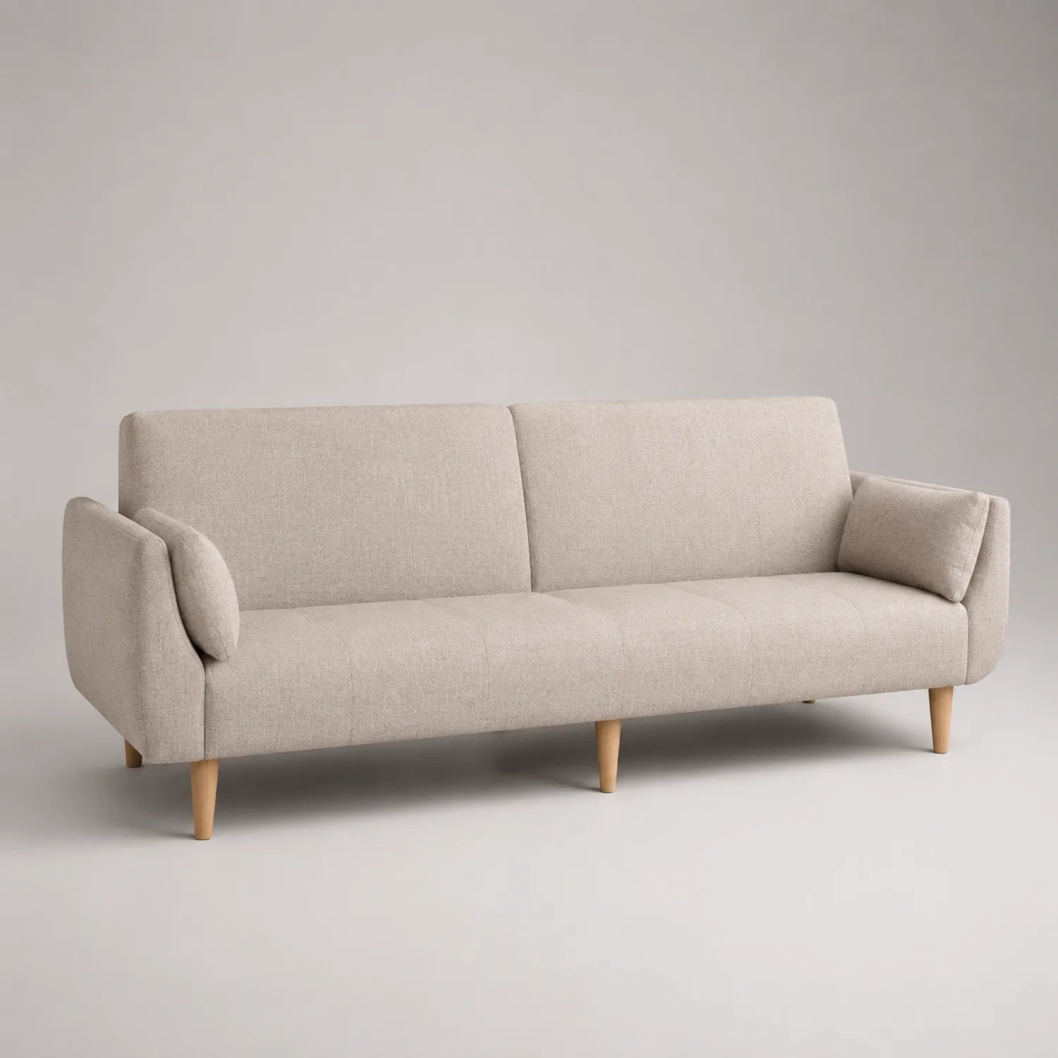 3-Sitzer Sofa mit Holzfüßen aus Stoff, Beige, 210 cm