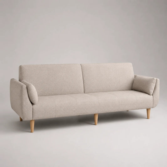 3-Sitzer Sofa mit Holzfüßen aus Stoff, Beige, 210 cm