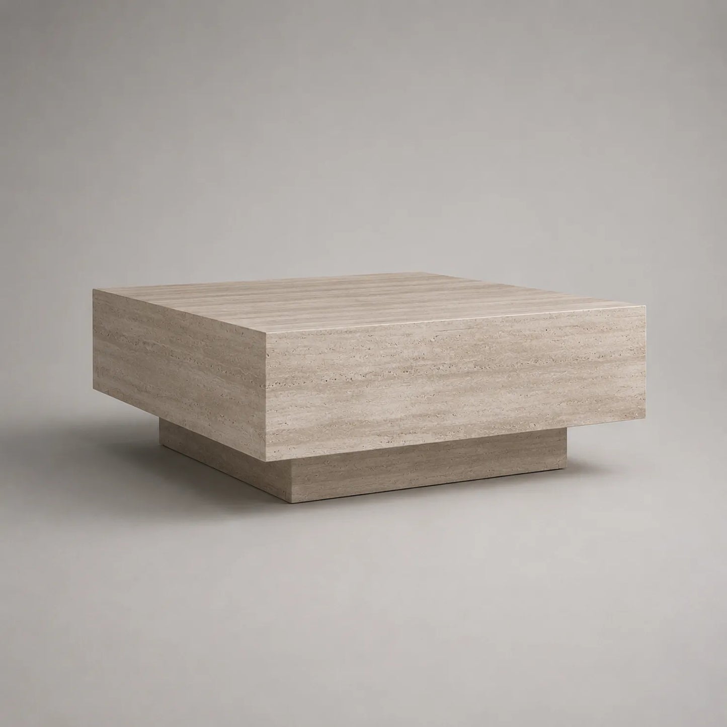 Quadratischer Naturstein Couchtisch Travertin 90x90x40 cm