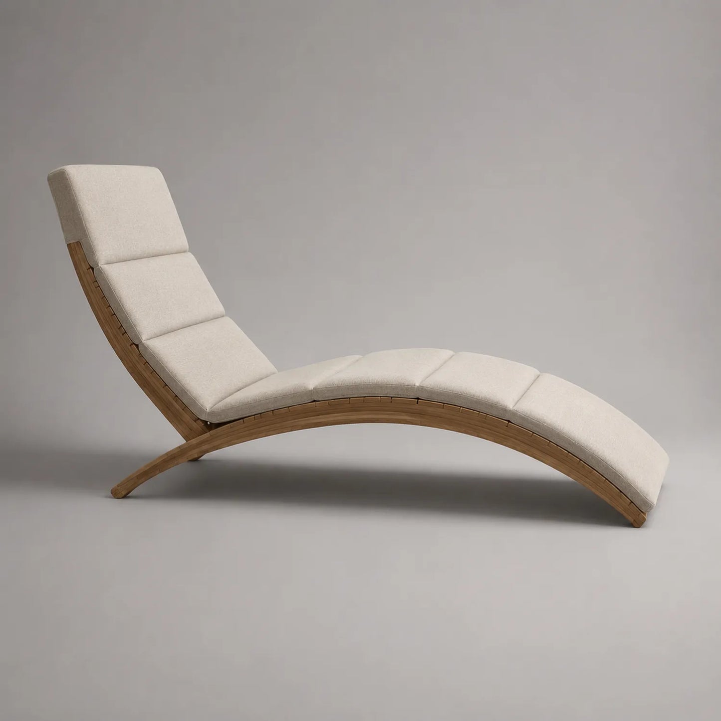Lounge Sessel aus Holz und Stoff Beige 180cm