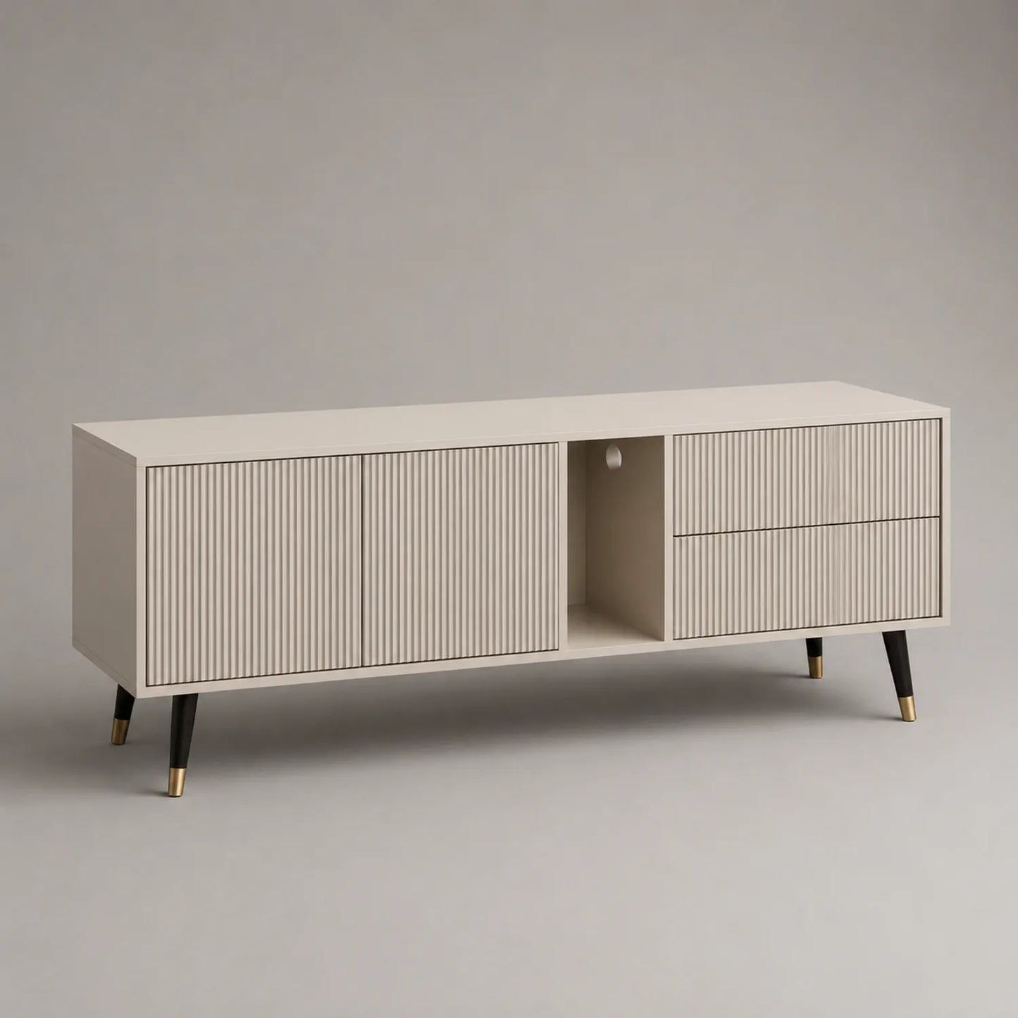 TV-Möbel Holzfurnier Beige mit Metallbeinen 180 cm