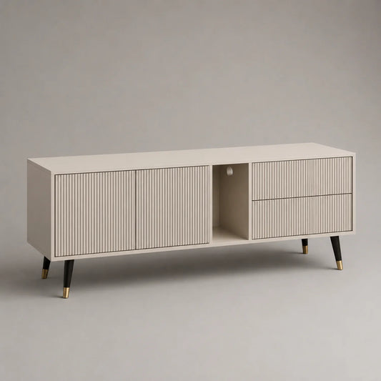 TV-Möbel Holzfurnier Beige mit Metallbeinen 180 cm